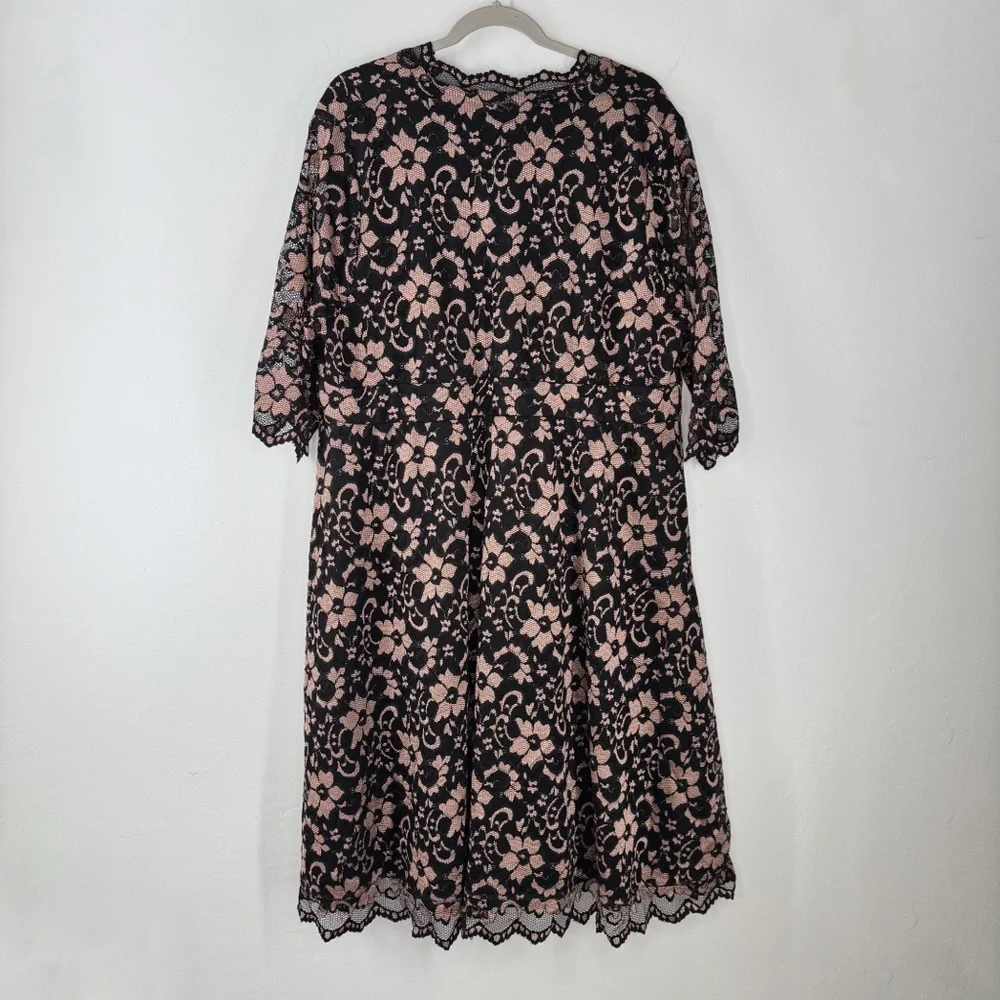 Kiyonna Floral Lace Dress Lined V-Neck Women’s Size 3X - Picture 8 of 14